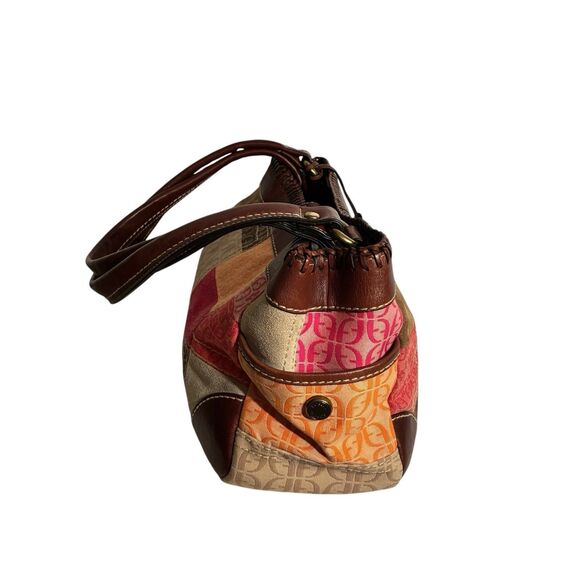 Fossil Patchwork Multicolored Purse With Zipper, Side Pockets. Brown Trim/straps - Picture 6 of 12
